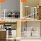 HOOEN Extra Wide Baby Gate for Doorways Stairs White Pressure Mounted Baby Gate Walk Through Child Gates for Kids or Pets Indoor Safety Gates 71.5-76.38 Inch