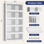 200Gal Stackable Storage Bins with Lid, 800Qt Extra Large Collapsible Storage Box with Wheels, Dividers, Folding Plastic Cabinet Closet Organizers for Home Kitchen Office Dorm, 5Pack White