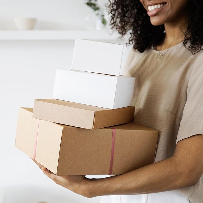 Famagic 7x5x2 Small Mailing Boxes - 25 Pack Brown Shipping Boxes for Small Business, Corrugated Cardboard Mailer Boxes for Packaging, Bulk