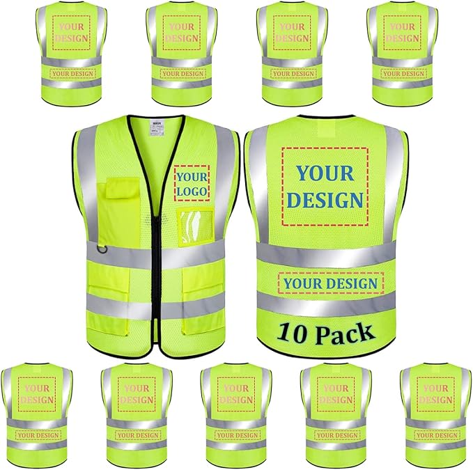 BeautyWill Custom Logo Safety Vest Class2 High Visibility Reflective Vest Breathable Construction Vest