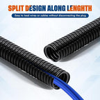 Sasylvia 1/4", 1/2", 3/8" X 10 ft Split Wire Loom Tubing Automotive Wire Loom Assortment Split Cable Sleeves Bulk Flexible Electrical Conduit Protective Kit