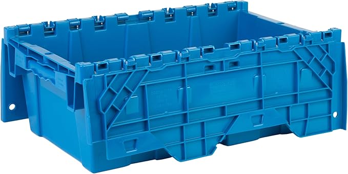 Hudson Exchange 19.6 x 11.6 x 7.3” (3.7 Gallon, 1 Pack) Storage Tote Distribution Container with Hinged Attached Lid, Blue