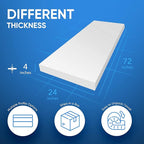 AK Trading CO. AK-Trading Upholstery High Density 4"" Height x 24"" Width x 72"" Length-Home or Commercial Use Seat Replacement Cushion-Made in USA Foam (FOAM-HD-4x24x72)