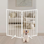 Metal Freestanding Dog Gates with Door for Outdoor Indoor,40'' Extra Wide 36'' Tall Free Standing Dog Gate for Doorways,Large Openings,Deck,Yard,Porch,Foldable Safety Pet Fence(White,2 Panels)