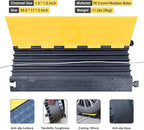 OrangeStar 2-Pack Rubber Cable Protector Ramp Heavy Duty 5-Channel Wire Cord Cover Ramps 18 Tons Load Capacity Traffic Speed Bumps for Driveway