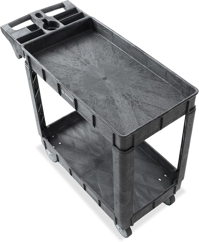 Dryser Utility Cart with Wheels, 40" x 17" Heavy Duty 550 lb. Capacity with Shelves - 2 Tier Rolling Cart with Four 5" Swivel Casters for Warehouse, Garage, Cleaning
