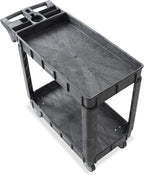 Dryser Utility Cart with Wheels, 40" x 17" Heavy Duty 550 lb. Capacity with Shelves - 2 Tier Rolling Cart with Four 5" Swivel Casters for Warehouse, Garage, Cleaning
