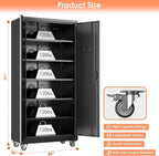 Aobabo Upgrade 71H''*34''W*18''D Metal Garage Storage Cabinet with Wheels and Pegboards, 5 Adjustable Shelves Steel Storage Cabinets for Home,Warehouse,Garage,Black,Assembly Required