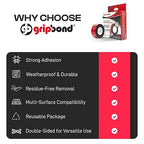 GripBond Black Super Bond Heavy Duty Double Sided Tape, 1 Roll (10 Ft), 1.2” x 120” – Waterproof Adhesive Mounting Tape for Indoor/Outdoor, Walls, Automotive, Car, LED Strip Lights, Home, Office