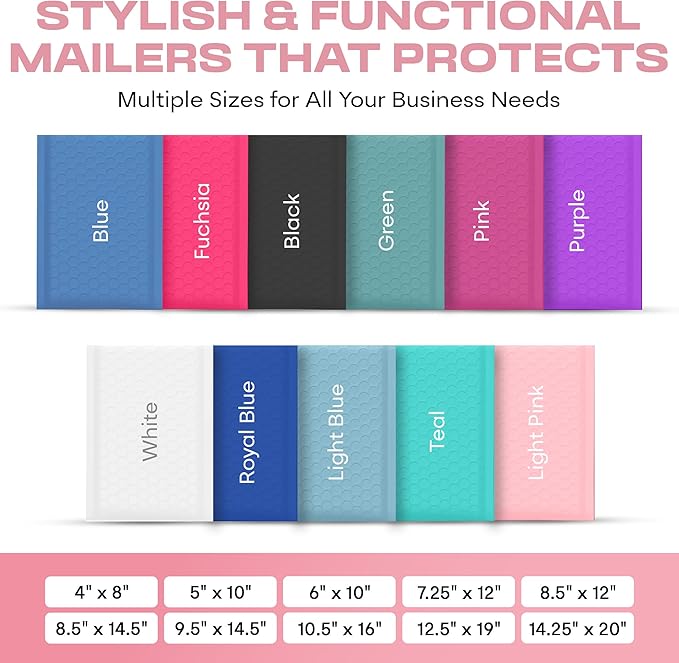 Light Pink Small Bubble Mailers 4x8 Inch #000 | Thick Padded Poly Bubble Mailer Envelopes | 1000 Pack Bulk | Trading Card Sports Card Shipping