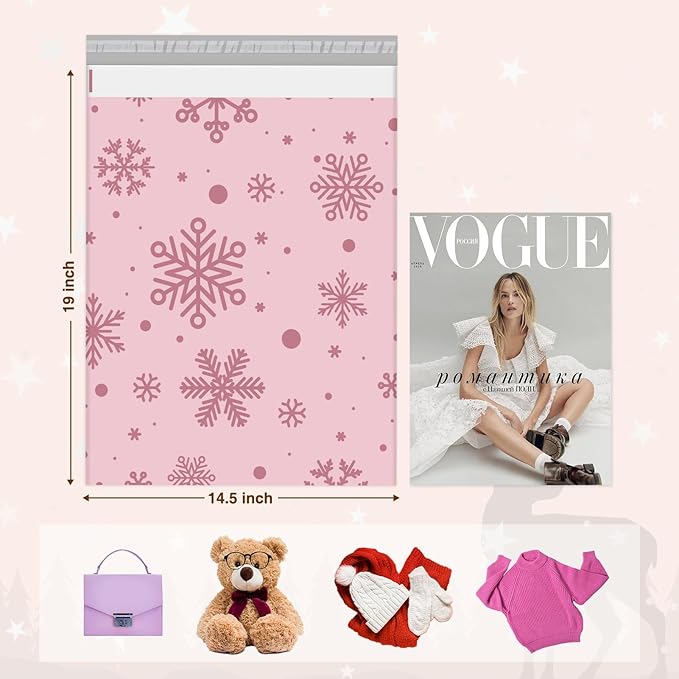 Metronic Poly Mailers 14.5x19 Inch 20Pack Shipping Bags for Clothes,Self Adhesive Shipping Envelopes for Small Business,Waterproof Mailers Poly Bags for Shipping,Packaging Mailing Bags Pink