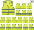 Safety Vests 10 Pack - Yellow Reflective High Visibility Construction ANSI Class 2 Work Vest for Men,Woman,Hi Vis Vest Mesh and Neon Silver Strip