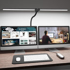 ShineTech LED Desk Lamp for Home Office, 5000K Bright Double Head Architect Task Lamps with Clamp, Dimmable Adjustable Flexible, Black