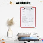 Hongri Plastic Clipboard with Pen Holder, Red 8.5x11 Letter Size Clip Board for Classroom, Office, Students, Nurses and Women, Low Profile Clip, Size 12.5 x 9 in