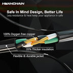 HUANCHAIN 150 FT 16 Gauge Black Indoor Outdoor Extension Cord Waterproof, Flexible Cold Weather 3 Prong Electric Cord Outside, 10A 1250W 125V 16AWG SJTW, ETL Listed