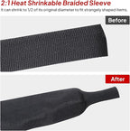 2 to 1 Heat Shrink Braided Sleeving 3/4" - 24 feet Pliable Shrinkable Fabric Sleeve for Protection Cable/Wire/Irregular Shape Hose