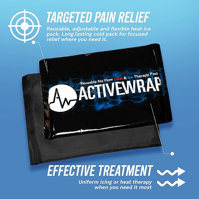 Activewrap Reusable Ice Packs for Injuries - Hot and Cold Gel Compress for Injury Recovery and Pain Relief, Soft, Flexible Leakproof Pad for Back, Knee, Hip, & Shoulder - Large Square (10 x 10 Inches)
