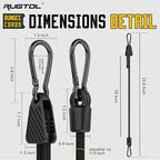 Upgraded Adjustable Bungee Cords with Hooks, 6 Pack Heavy Duty Outdoor Carabiner Bungee Cord, Black Super Elastic Bungee Straps Easily Adjust from 7" to 18", Great for Camping, Tarps, Bike Racks, Tent