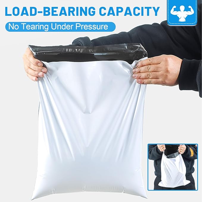 200 Pcs Poly Mailers Shipping Bags 12x15.5 Inch Packaging Clothes Polymailers Envelopes Mailing Package Self Seal Shipping Envelopes Waterproof Poly Bags Small Business Supplies Package White