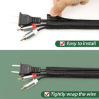 Split Wire Loom Tubing, Cable Protector Sleeve, Braided Cable Management for TV/Computer/Home Theater/Engine Bay, Cord Protectors from Pets No Chew (Black, 1/8"-10ft)