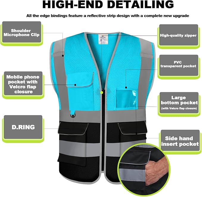 BeautyWill 10/20 Pack Custom Logo Safety Vest,Bulk High Visibility Class 2 Reflective Work Vests