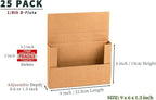 9x6x1.3 inch Small Shipping Boxes, Multi-Depth Flat Cardboard Boxes with Fragile Stickers for DVD Shipping, Packing, Moving, Storage, Brown, 25 Pack