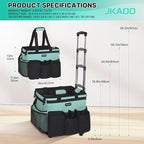 Large Rolling Cleaning Caddy Bag with Detachable Trolley, Waterproof Cleaning Caddy on Wheels for Housekeepers, Cleaning Cart Supplies Organizer for Home,Car,Office,Picnic (Blue-Green) (Patent)