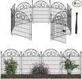 Tall Garden Animal Barrier Fence with Gate, 36 in(H)×17.5 Ft(L) 8 Panels Dog Digging Fence Barrier, Black Heavy Duty Metal Temporary Fences, Reusable Defense Fencing for Outdoor Yard│Patented