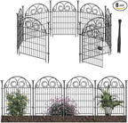 Tall Garden Animal Barrier Fence with Gate, 36 in(H)×17.5 Ft(L) 8 Panels Dog Digging Fence Barrier, Black Heavy Duty Metal Temporary Fences, Reusable Defense Fencing for Outdoor Yard│Patented