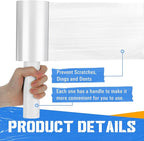 Frienda 12 Pcs 5 Inch Plastic Stretch Wrap Film Roll 500ft Clear Mini Moving Plastic Wrap Roll with Handle 80 Gauge Shrink Wraps Industrial Strength Shrink Film for Moving, Packing, Self Adhering