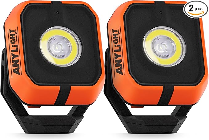 Led Work Light with 4 Modes,1200LM Portable COB Magnetic Light,3350mAh Recharge Spotlight and Floodlight,150° Rotate IP65 Waterproof for Car Repair and Camping (2 Packs Without Hook)
