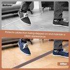 Floor Cord Cover for Wires on Floor Self Adhesive Cord Hider Floor Cable Management Wire Covers for Cords Protector Prevent Cable Trips Cord Cavity W 0.32" x H 0.32", Grayish Brown Wood, 20Ft