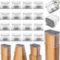 24 Pcs Chair Leg Floor Protectors Rectangle, Silicone Felt Furniture Leg Pads Caps Covers for Hardwood Floors (Fit Perimeter 3-3/4" to 4-7/8")