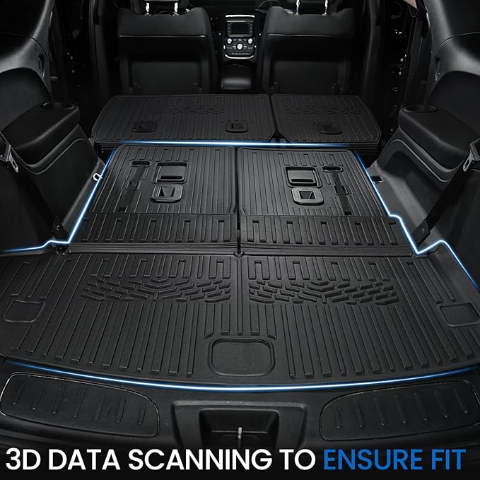 Floor Mats Set for 2016-2026 Dodge Durango (Only for 6 Seats with Captain Chairs), All Weather TPE Backrest Mat Trunk Mat Cargo Liner Door Sill Guards Accessories (6 Seats Floor Mats Set)
