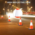 OrangeStar 18" Traffic Cones 6-Pack with Weighted Rubber Base, 6" Reflective Collar, Orange Safety Cones for Parking Lot, Road Construction, Warehouse, Highway, Weatherproof PVC