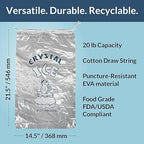 Pinnacle Mercantile 20 lb. Drawstring Ice Bags (250-Count) Heavy-Duty, Puncture-Resistant EVA | Cotton Pull Closure | Disposable, Recyclable | Portable Storage and Freezer Keeper