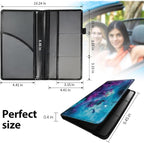 Car Registration and Insurance Holder, Leather Car Glove Box Organizer, Cool Car Accessories for ID, Driver's License Cards & Essential Document, business cards, Men&Women,Shining Starry Sky