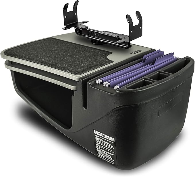 AutoExec GripMaster Car Desk for Your Vehicle Workstation and Mobile Office, Grey with Printer Stand and 400 watt Power Inverter