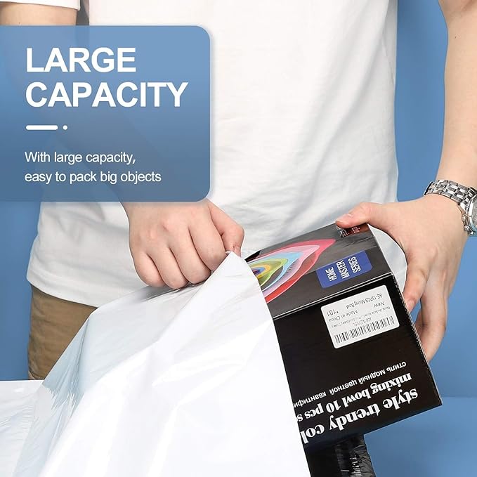Metronic Poly Mailers 14.5x19 Inch 400pcs Shipping Bags for Clothes,Self Adhesive Shipping Envelopes for Small Business,Waterproof Mailers Poly Bags for Shipping,Packaging Mailing Bags White