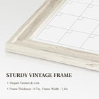 4 THOUGHT Whiteboard Calendar 36" x 24" Magnetic Dry Erase Board Wood Frame Wall-Mounted Monthly Planner White Board Decorative Notice Board for Office School Home, White Vintage