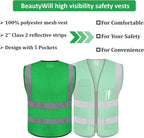 BeautyWill Custom Logo Safety Vest Class2 High Visibility Reflective Vest Breathable Construction Vest