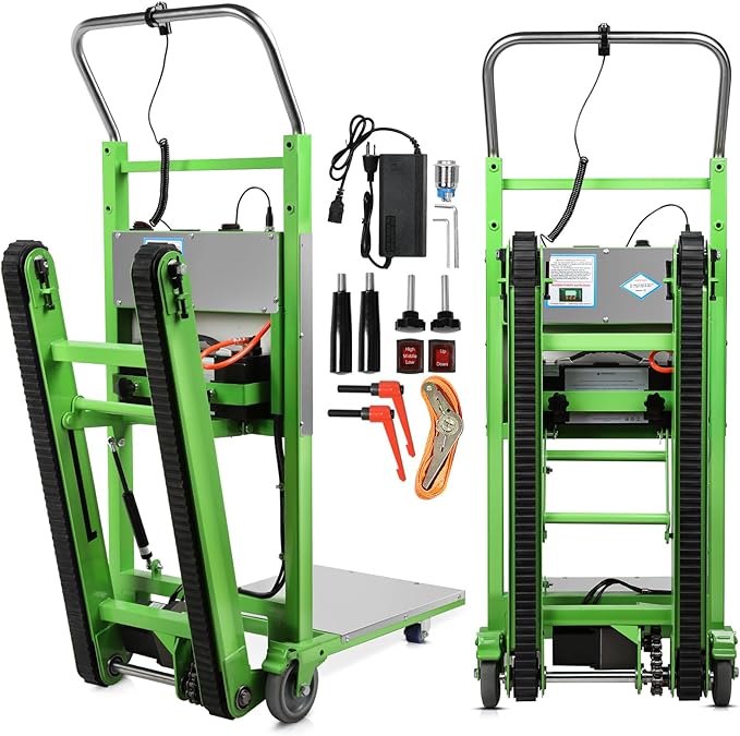 Electric Stair Climbing Dolly, 1250W Electric Stair Climbing Hand Truck, 900lbs Max Load Capacity, 3 Mode Folding Stair Climber Hand Trucks with Telescopic Handle for Moving Furniture (Green)