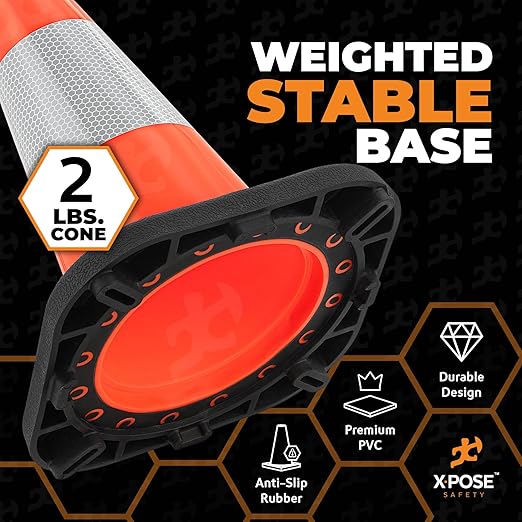 Xpose Safety 12 Inch Orange Traffic Cones - 4" Collar - Bulk Half Pallet 440 Pack - Multipurpose PVC Plastic Safety Cone for Parking, Soccer, Caution, Kids, and Construction - DOT Approved