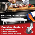 DuraSteel 24x18 NSF Stainless Steel Cart Work Table - Heavy Duty Rolling Food Prep Table - Metal Utility Cart on Wheels Caster, Grill Stand Microwave Outdoor Kitchen Tables Countertop Island Large Top