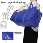 Moving Bags Heavy Duty Extra Large, Moving Boxes, Moving Supplies Essentials, Blue Storage Bins with Lids, Plastic Packing Totes, Storage Bags for Clothes with Handles & Zippers(Blue, 10 Pack)