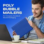 Royal Blue Small Bubble Mailers 4x8 Inch #000 | Thick Padded Poly Bubble Mailer Envelopes | 500 Pack Bulk | Trading Card Sports Card Shipping