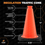 Xpose Safety 12 Inch Orange Traffic Cones, 1-Pack - Multipurpose PVC Plastic Safety Cone for Parking, Soccer, Caution, Kids and Construction - DOT Approved
