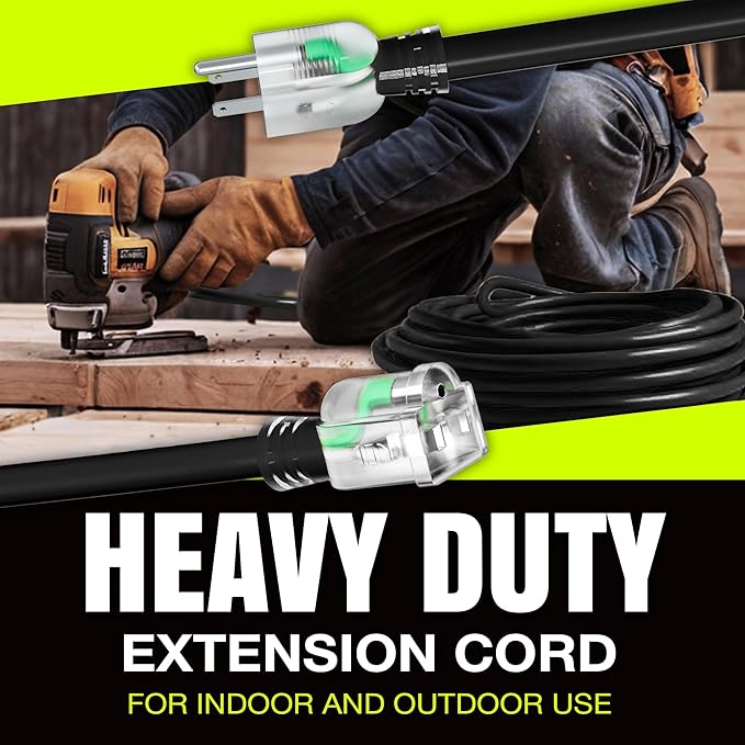 75ft Outdoor/Indoor Extension Cord 16/3 Gauge Heavy Duty 3 Prong SJTW, Waterproof, Flexible Cold-Resistant Long Power Cord,10A 125V 1250W, Black by LifeSupplyUSA