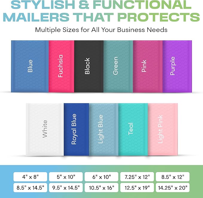White Poly Bubble Mailers 8.5x14.5 inch #3 | Self Seal Padded Envelopes | Cushioned Bubble Mailer | Usable Size 8.5x13.5 | WaterProof | Lightweight mailing Shipping Bags | 200 Pack Bulk | Made in USA