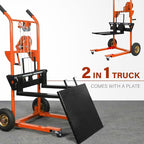 Material Lift Winch Stacker, 330 lbs Capacity Table Cart, 40.5" Lifting Height Manual Forklift Stacker, Pallet Jack Truck Dolly with Swivel Casters and Lift Plate (Orange)